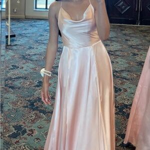 Blush Satin Maxi Dress